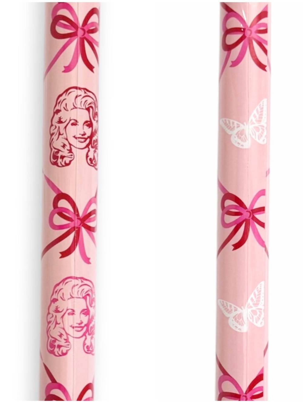 Dolly Parton Gift Wrapping Paper Butterflies Bows Pink Red 2.5x15ft NWT